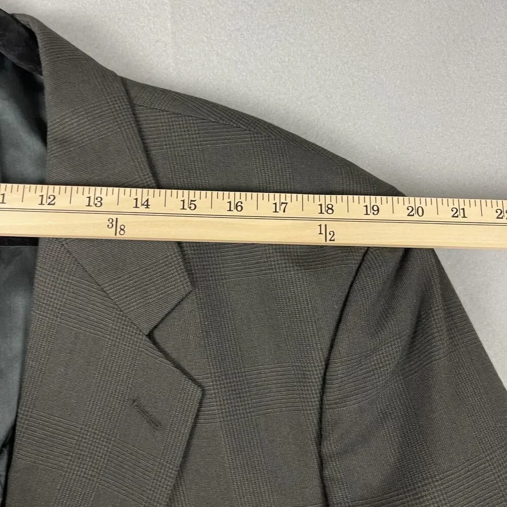 Kilburne and Finch Mens 2 Piece Suit Blazer‎ 43R Brown Gray Plaid Pants 34x28